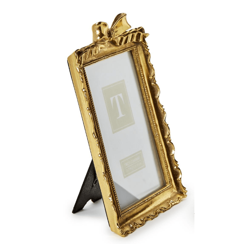 5 x 7 Gold Frame with Accent Bow - White Farmhouse Flowers