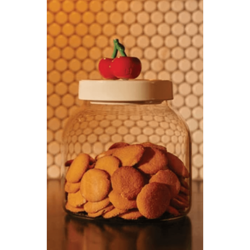 6" Super Duper Canister With Top - White Farmhouse Flowers