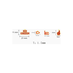 Measurement chart with 'Red Kingdom' and 'KCC' logos and dimensions.