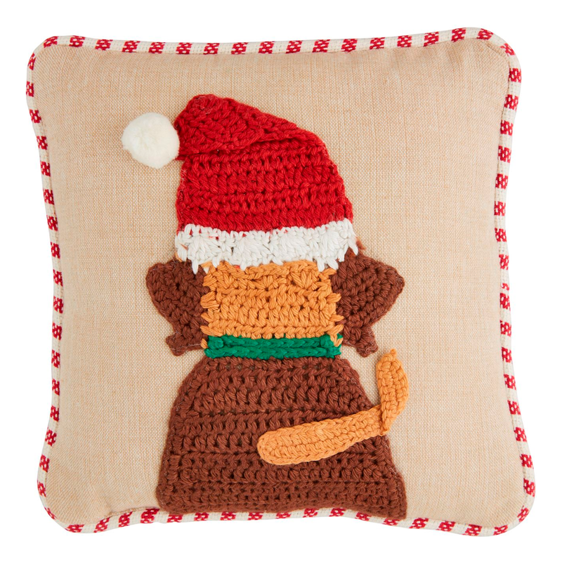 Back Facing Dog Crochet Pillow 