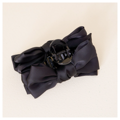 Black Satin Bow Claw Clip 