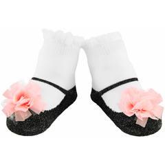 Black and Pink Puff Baby Socks