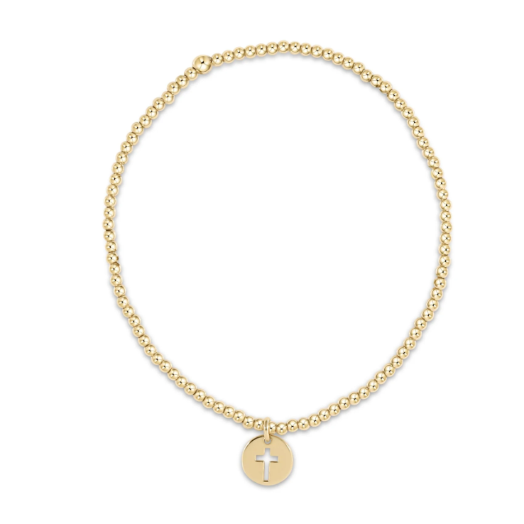 Classic Gold 2mm Bead Bracelet - Blessed Small Gold Disc