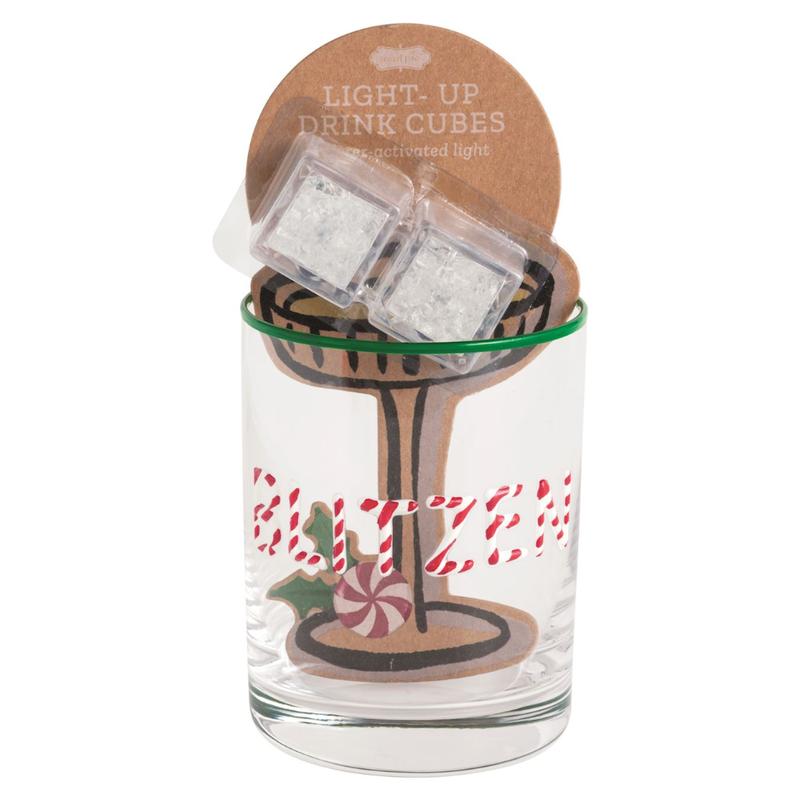 Blitzen Glass and Light Up Cube Set 