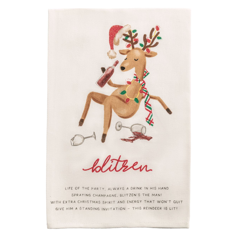 Blitzen Reindeer Poem Towel
