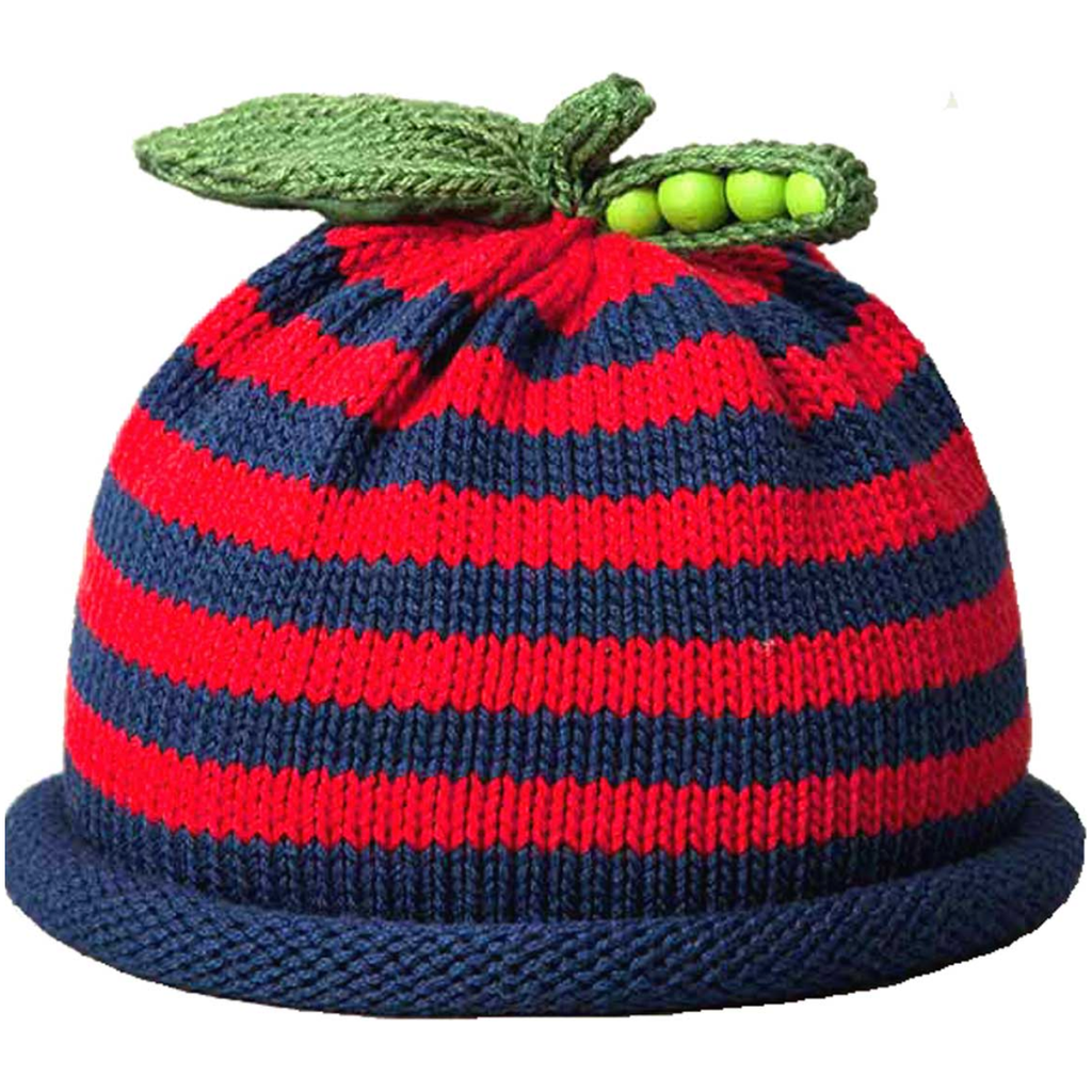 Blue and Red Striped Sweet Pea Baby Hat