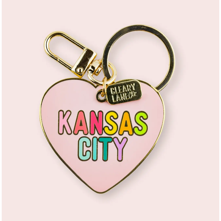 Kansas City Blush Heart Keychain