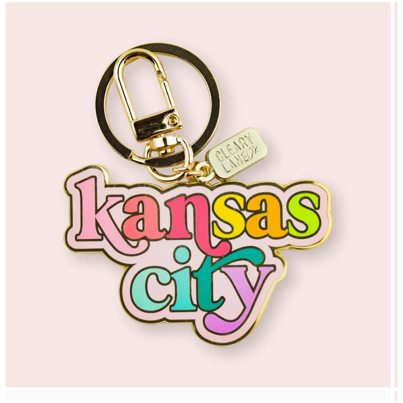 Kansas City Blush Script Keychain 