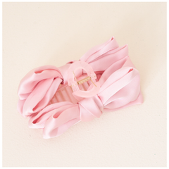 Blush Satin Bow Claw Clip 