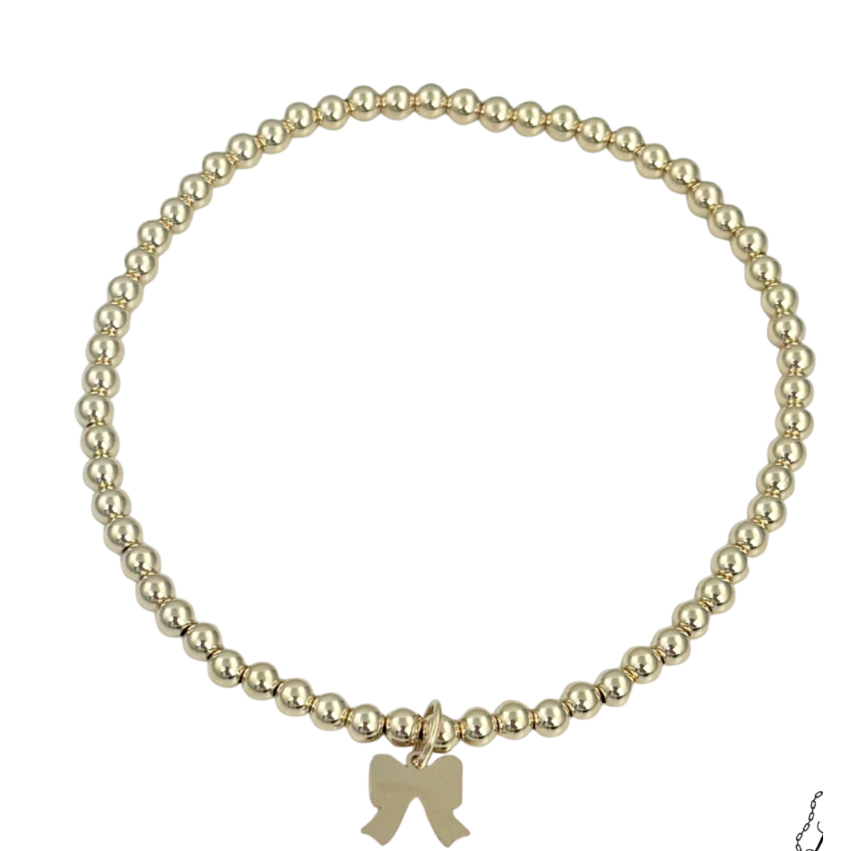 Bow Charm with Gold-3mm gold filled bracelet