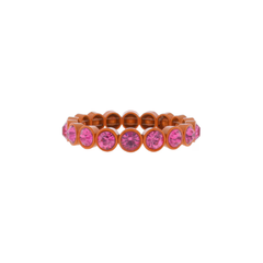 Bridget Orange Enamel Tiled Stretch Bracelet with Hot Pink Crystals&nbsp;