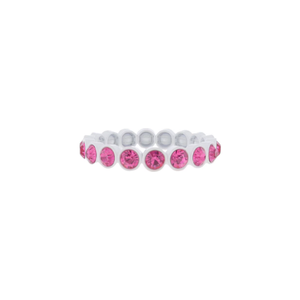 Bridget White Enamel Tiled Stretch Bracelet with Hot Pink Crystals 