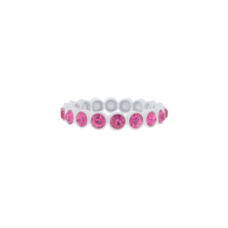 Bridget White Enamel Tiled Stretch Bracelet with Hot Pink Crystals 
