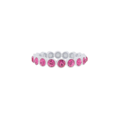 Bridget White Enamel Tiled Stretch Bracelet with Hot Pink Crystals 