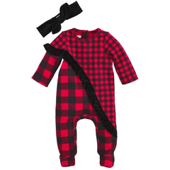 Buffalo Check Sleeper and Headband Set