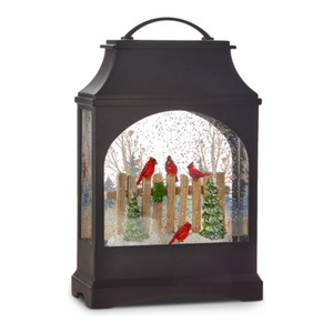 Cardinal on Fence Lighted Water Lantern
