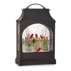 Cardinal on Fence Lighted Water Lantern