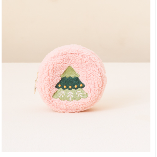 Christmas Tree Circle Teddy Pouch