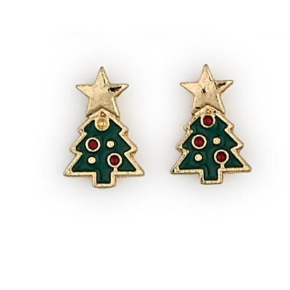 Enamel Holiday Christmas Tree Earrings