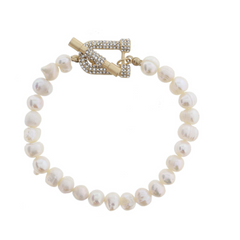 Clear Crystal Gold Horseshoe Toggle Bracelet