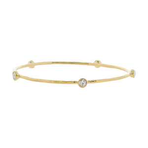 18K Gold Plated Bangle Bracelet with Clear Crystals