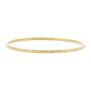 18K Gold Plated Bangle Bracelet with Clear Inlayed Crystals