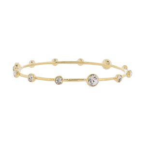 18K Gold Plated Bangle Bracelet with Clear Multi Sized Crystals