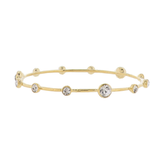 18K Gold Plated Bangle Bracelet with Clear Multi Sized Crystals