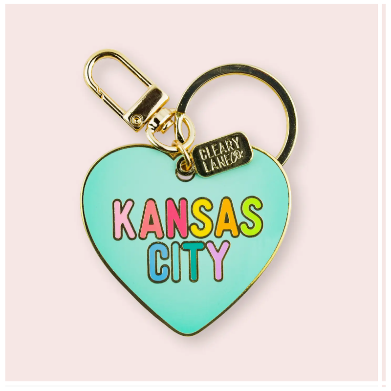 Kansas City Color Mint Heart Keychain 