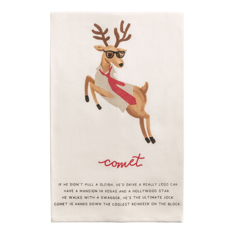 Comet Reindeer Poem Towel