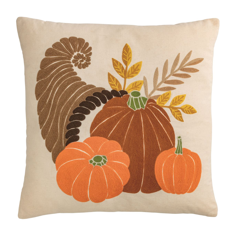 Cornucopia Crewel Pillow