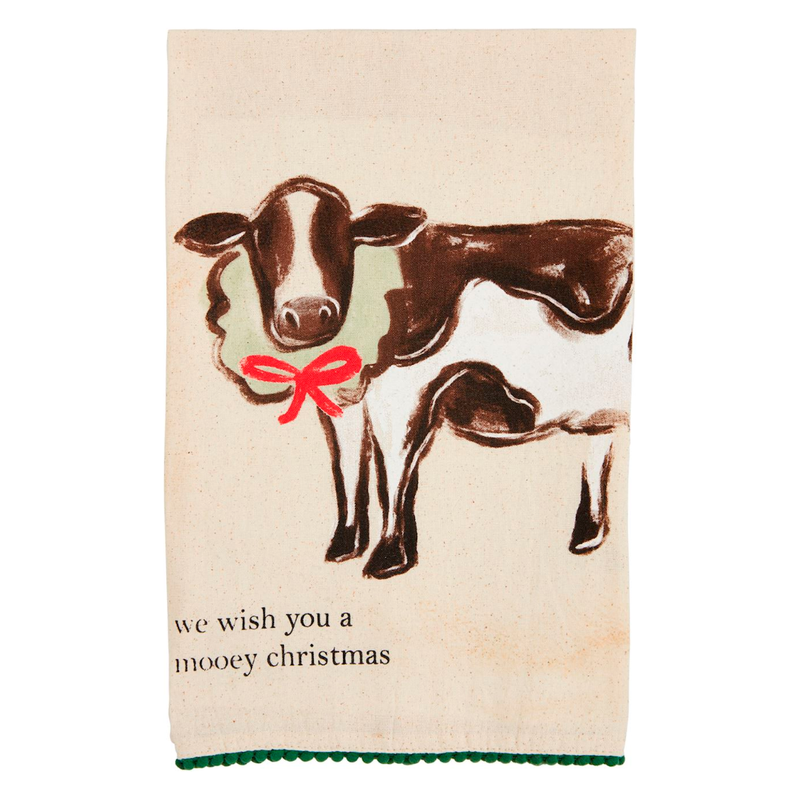 Cow We Wish you a Mooey Christmas Tea Towel