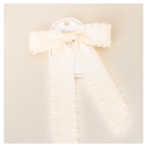 Cream Ruffle Hair Bow 