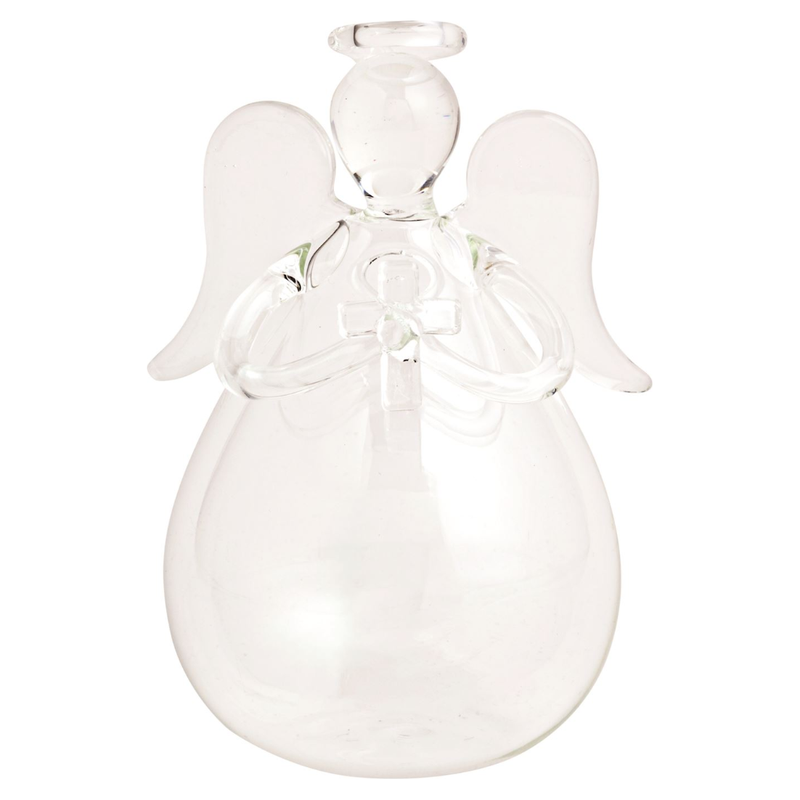 Cross Glass Angel Bud Vase 