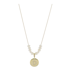 Freshwater Pearl and Crystal Loop with "D" Initial Gold Necklace 