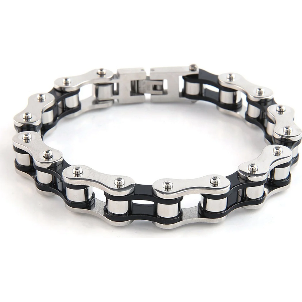 Dakata Stainless Black and Silver Bike Chain Bracelet