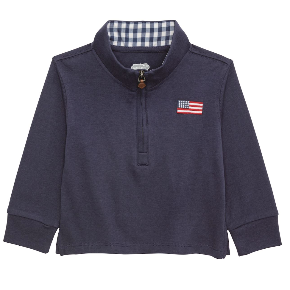 Kids Navy Blue Flag Quarter Zip Jacket 