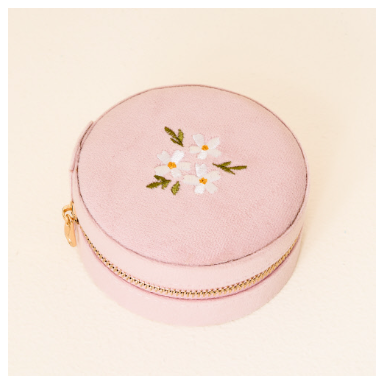 Floral Blush Round Velvet Jewelry Case 