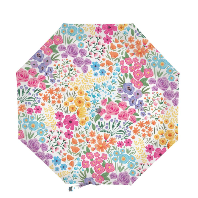 Floral patterned umbrella on a white background