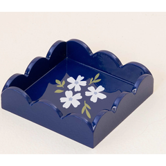 Floral Navy Scallop Trinket Tray