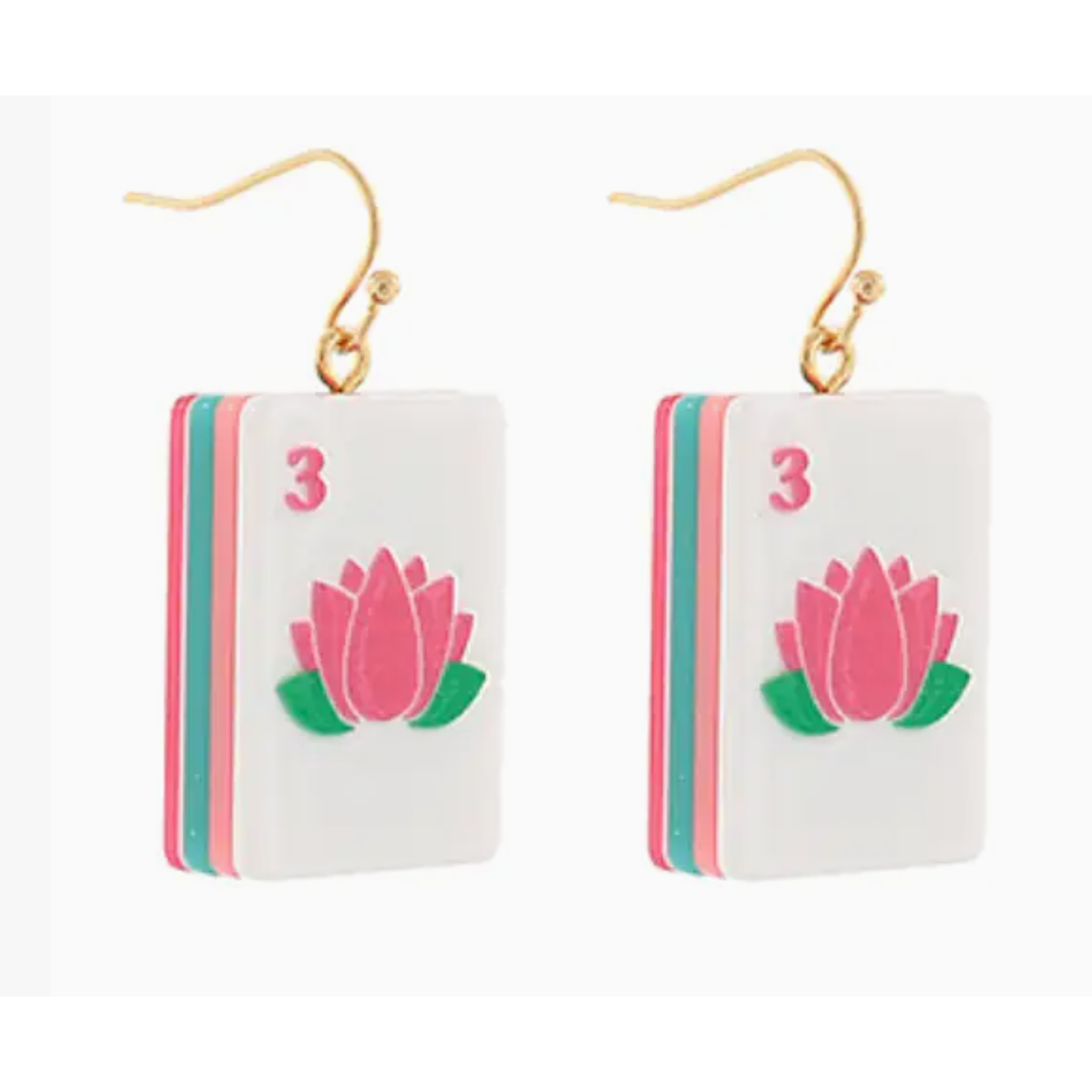 Mahjong Tile Earrings-Flower