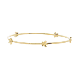 18K Gold Plated Bangle Bracelet with Flowers