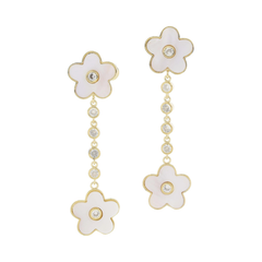 Flower with Crystal Post & Drop on Crystal Earrings