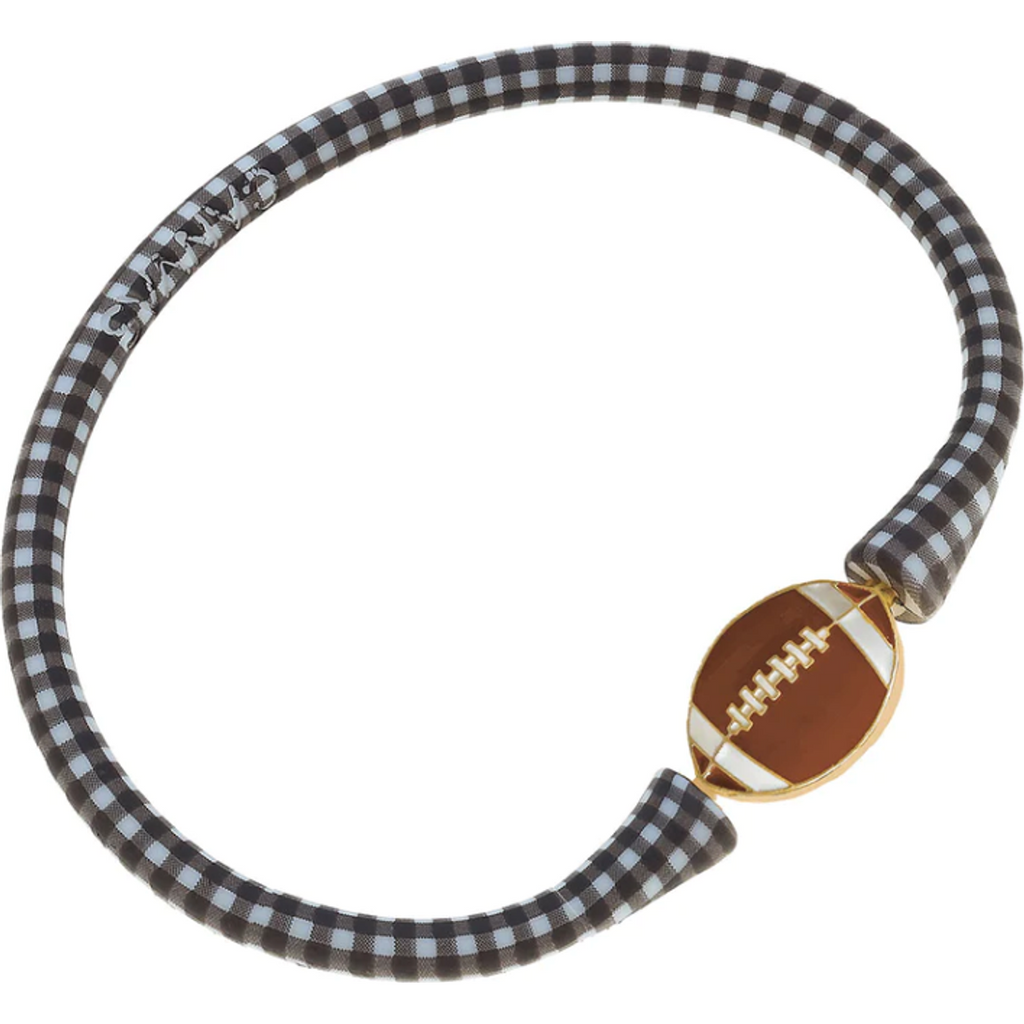 Silicone Football Bracelet in Black Gingham