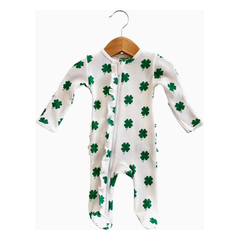 Clover Organic Waffle 2-Way Zip Ruffle Footie