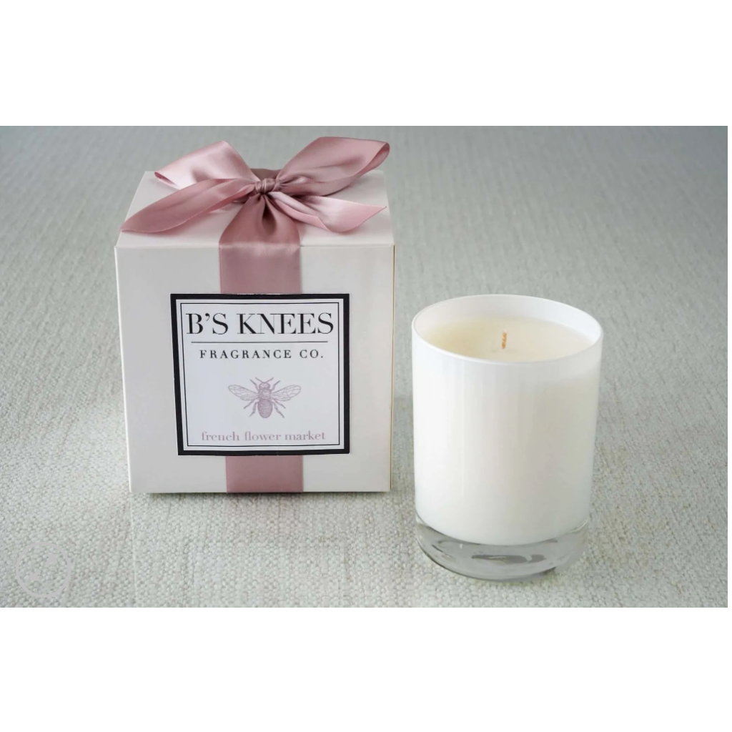 French Flower Market 1 Wick White Glass Candle 