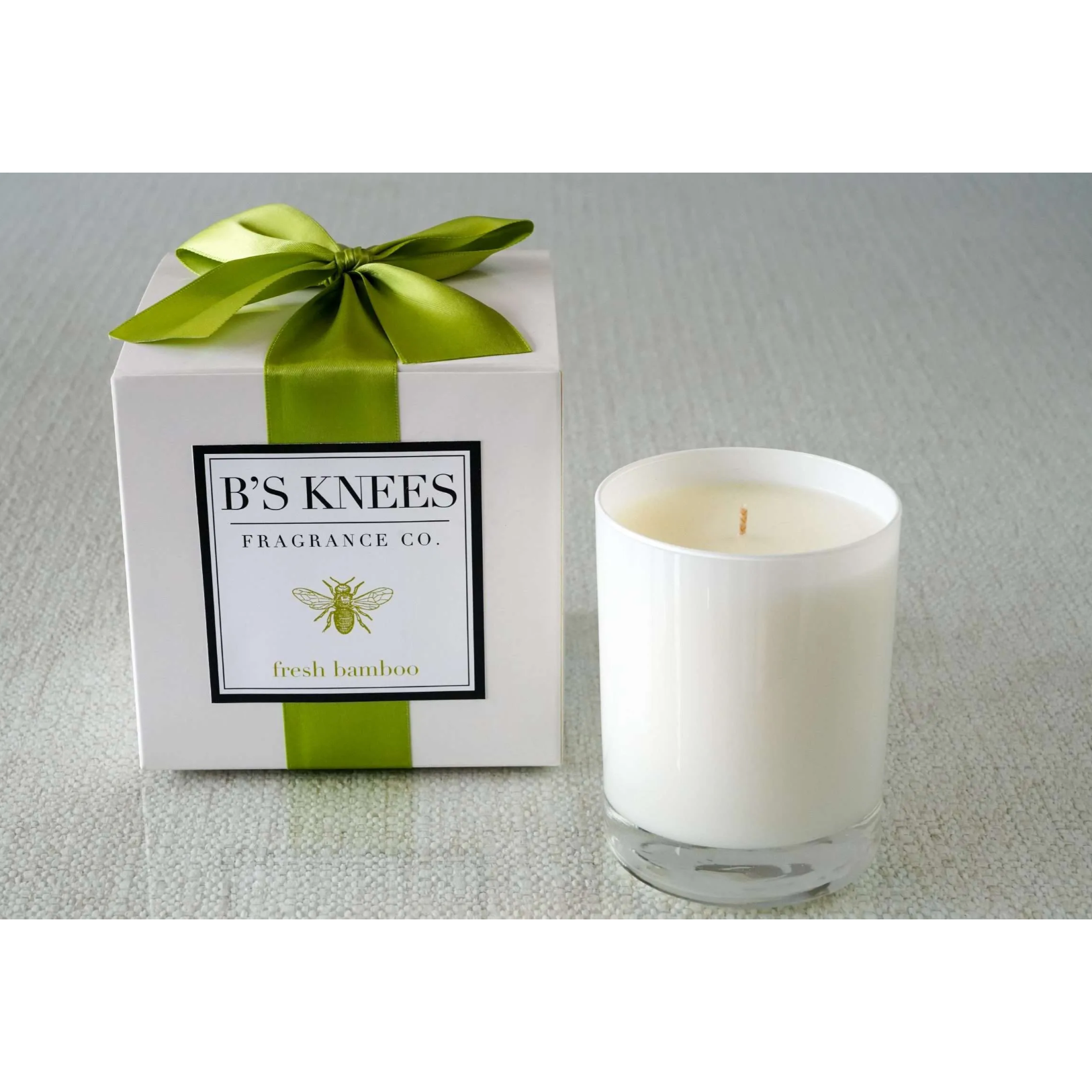 Fresh Bamboo 1 Wick White Glass Candle