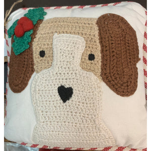 Front Facing Dog Crochet Pillow