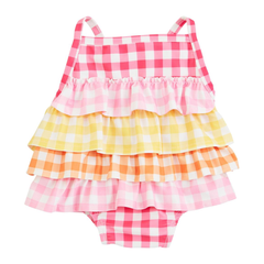 Pink Gingham Ruffle Swimsuit