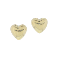 Gold Brushed Texture Bubble Heart Stud Earrings